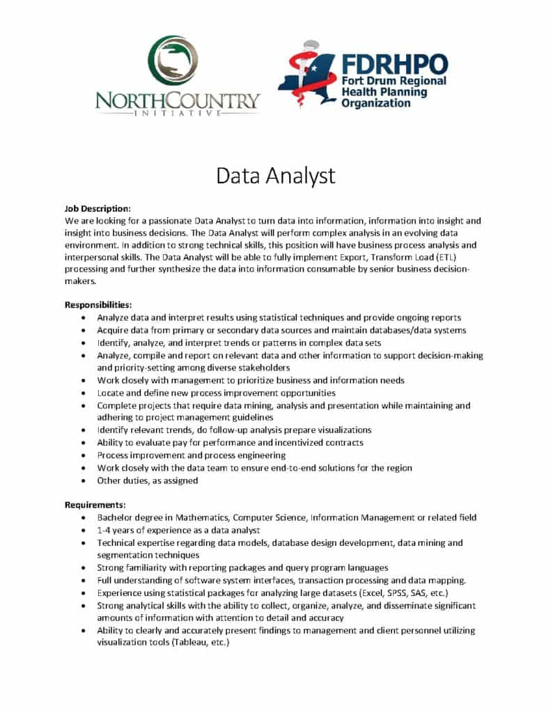 Data Analyst Job Description2 - North Country Initiative